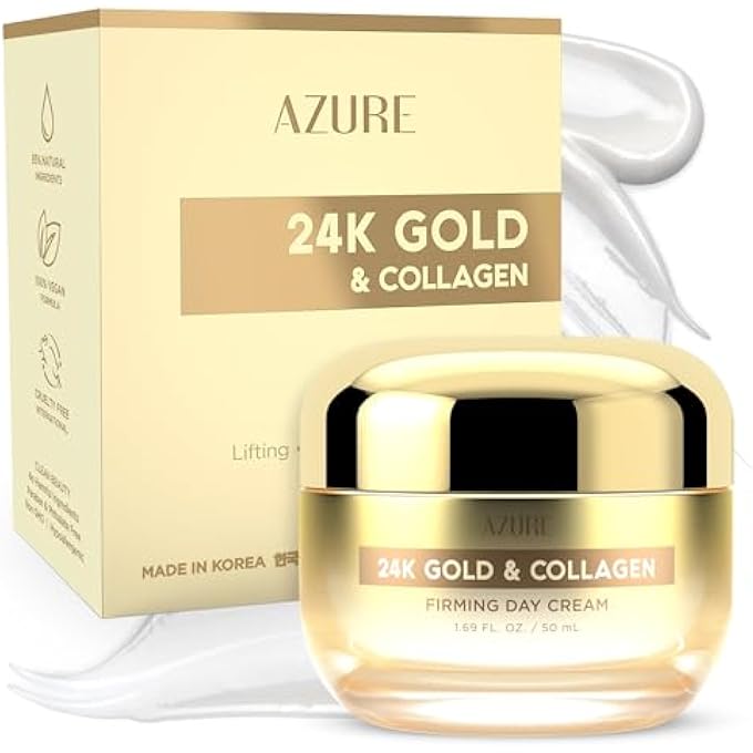 AZURE DERMATOLOGIST TESTED 24K GOLD & COLLAGEN FACE MOISTURIZER - K BEAUTY ANTI-AGING FACE CREAM FOR FIRMING & SKIN TIGHTENING FACE CREAM - KOREAN SKINCARE - ALL SKIN TYPE 1.69 FL OZ - Image 1
